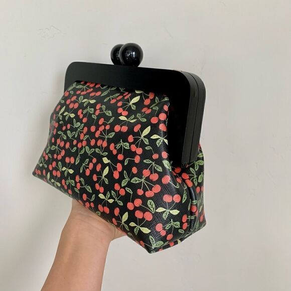 Handmade Genuine Leather Cherry Print Wooden Frame Bag/Crossbody & Small Purse - Picture 12 of 16